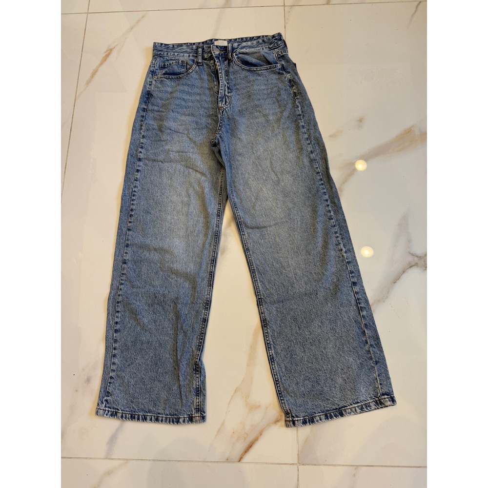 Simple Society Wide Leg Jeans Light Wash Blue High Rise Denim Size 7/28